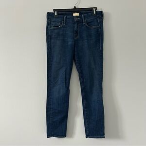 Mother The Looker Crop Flowers from the Storm Mid Rise Dark Wash Denim Jeans 26